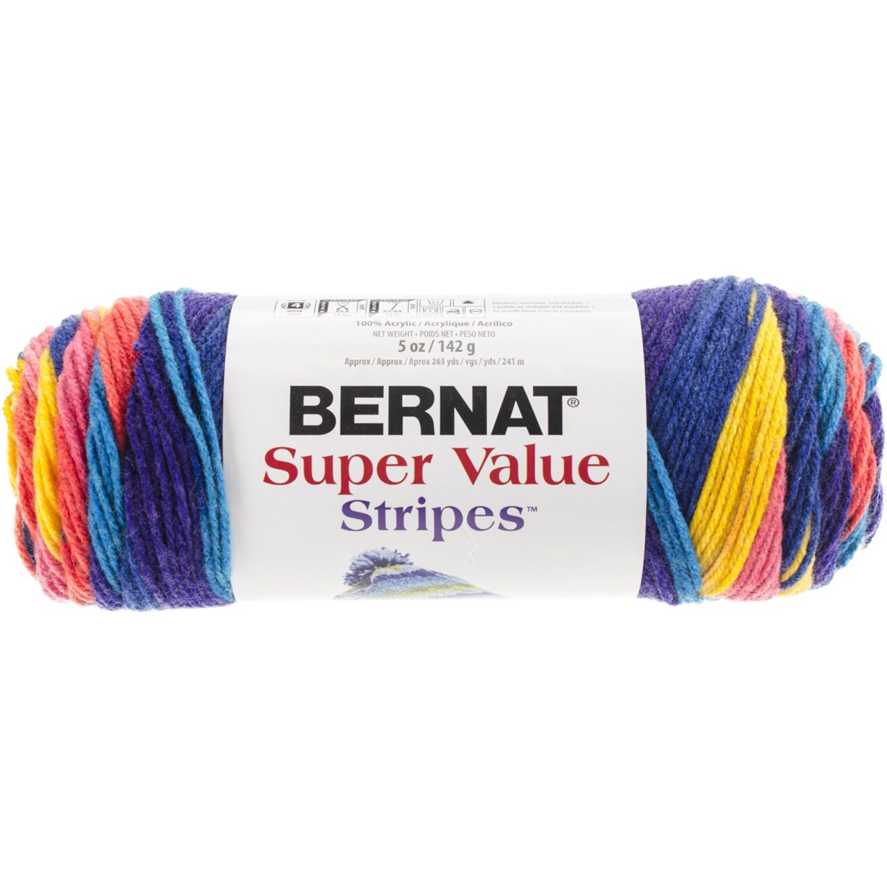 Multipack of 12 - Bernat Super Value Stripes Yarn-Candy Store
